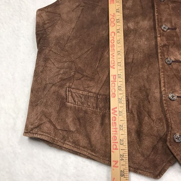 Vintage J PETERMAN Suede Leather Vest Men L Brown Pebbled Lined Cowboy Western - Picture 12 of 14